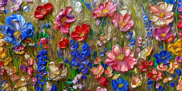 Vibrant Bloom - 3D Textured Oil Painting for Frame TV Art