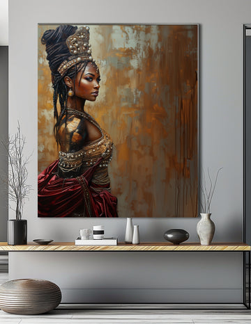 Majestic Warrior Queen - 3D Textured Oil Painting