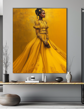 Golden Sovereignty - Black Woman in Braids and Regal Gown Digital Art