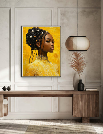 Majestic Glow - 3D Oil Painting of Braided Elegance