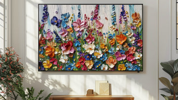 Vibrant Garden Bliss – 3D Textured Floral Art for Frame TV