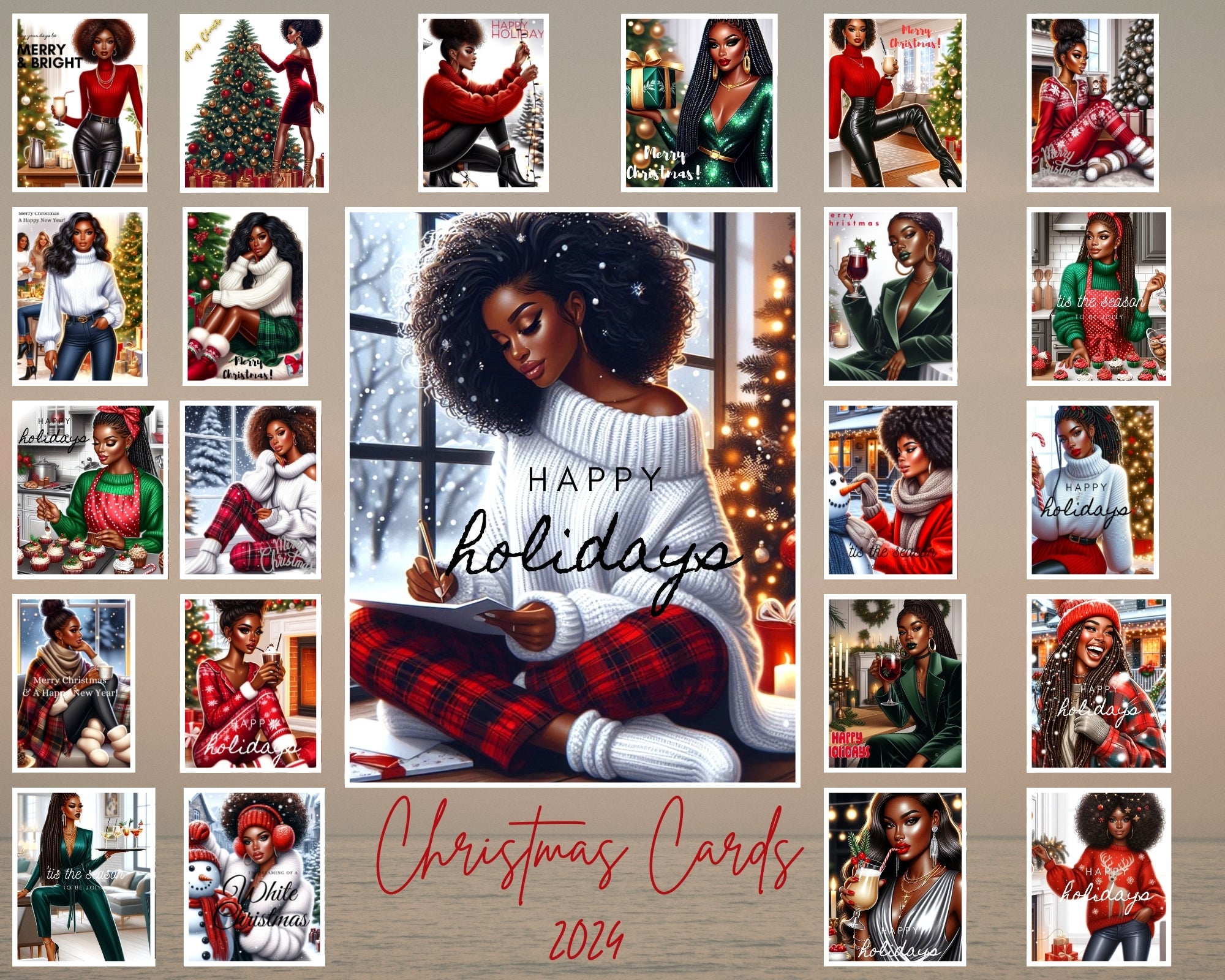 **Celebrate the Holidays with Style and Joy: 60+ African American Woman Christmas Greeting Cards!