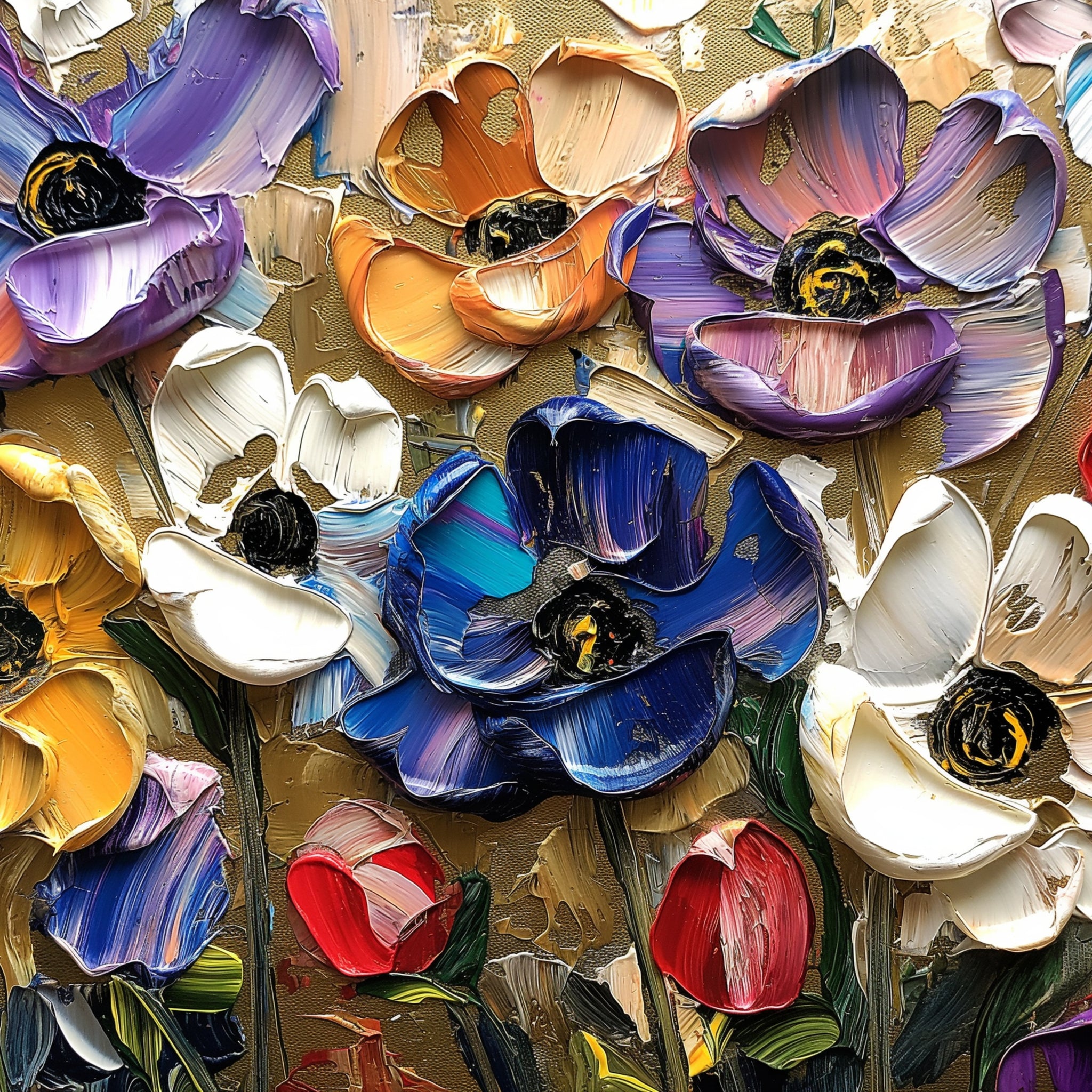 Vibrant Textured Bloom Art for Modern Living Room