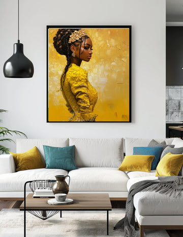 Empress in Yellow - 3D Textured Braided Portrait