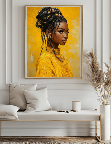 Golden Majesty - 3D Textured Portrait of Braided Royalty