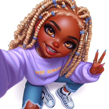 Vibrant Chibi Girl in Lavender Hoodie