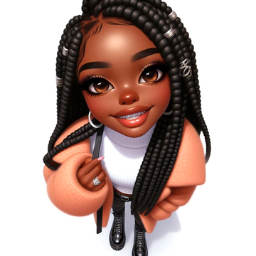 Trendy Chibi Girl with Stylish Braided Hair Clipart