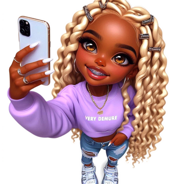 Stylish Chibi Girl Taking a Selfie Clipart