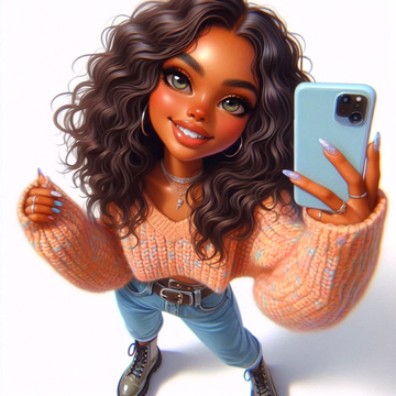 Cozy Chic Selfie Chibi Clipart