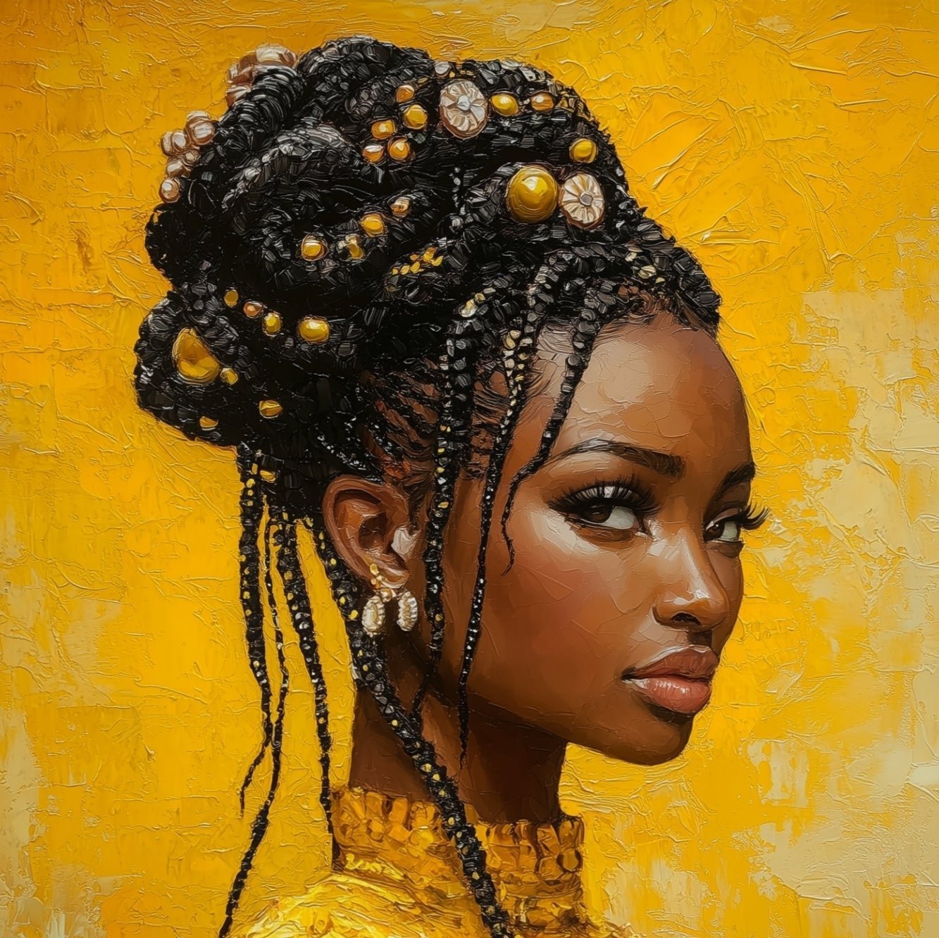 Golden Majesty - 3D Textured Portrait of Braided Royalty