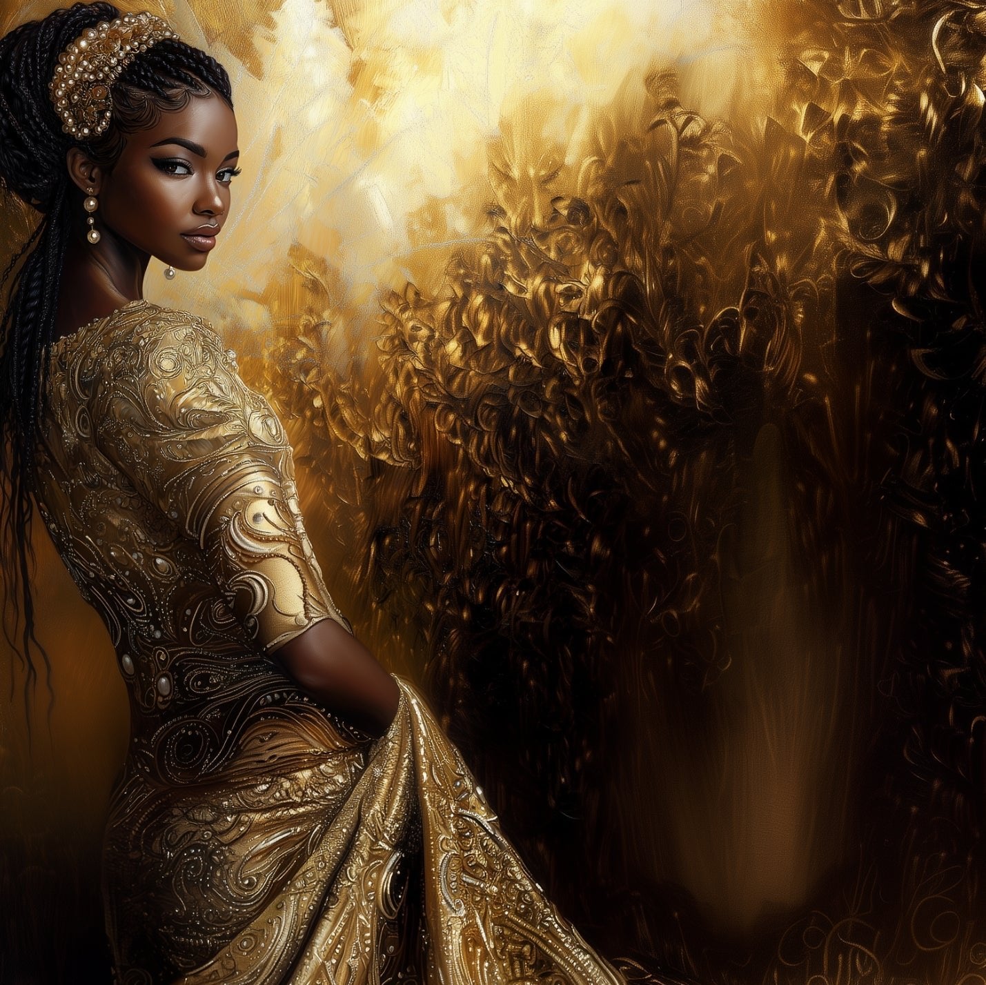 Golden Majesty: A 3D Textured Portrait of Strength and Elegance