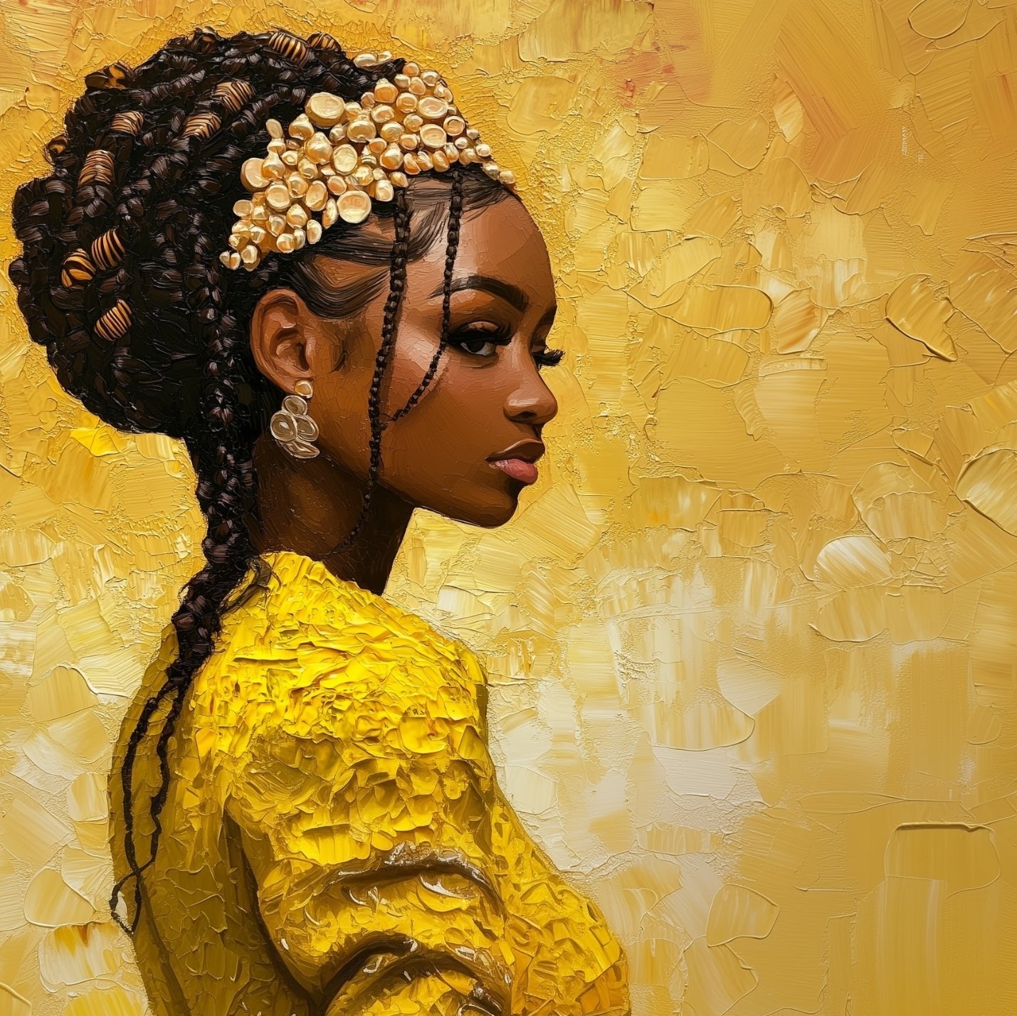 Empress in Yellow - 3D Textured Braided Portrait