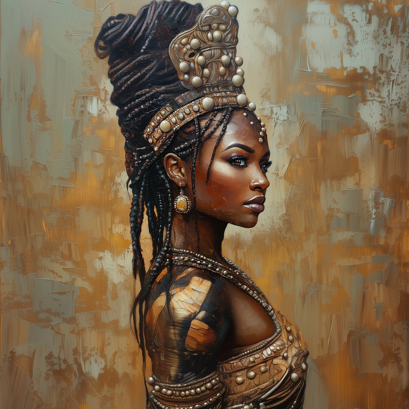 Majestic Warrior Queen - 3D Textured Oil Painting