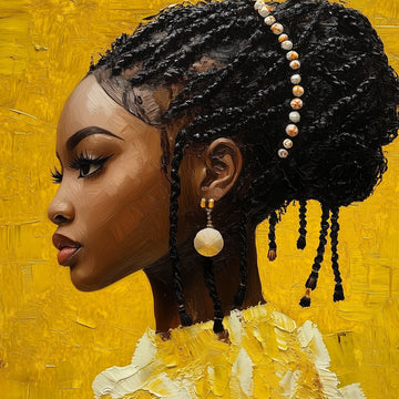 Sovereign Beauty in Braids - 3D Textured Oil Painting