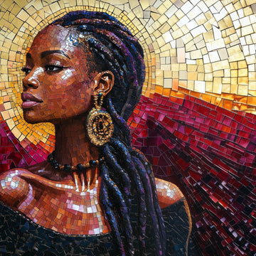 Sovereign Radiance - Mosaic and Realistic Oil Portrait Digital Art