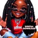 Confident Chibi Melanin Queen | Red Tee and Timberlands | Digital Art Print, Chibi Girl, Chibi Woman, Chibi character, Urban chibi woman