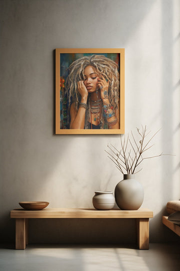 Gilded Reverie: Portrait of Contemplation Contemplation Painting Art Print Wall Art, Portrait of Contemplation Canvas