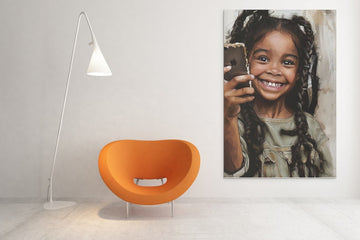 Tech-Savvy Sweetheart: Embracing Playtime in Pixels, Tech Savvy Wall Art, Tech Savvy Sweetheart Wall Art Printing Canvas