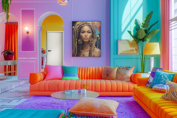 Vibrant Reverie: Essence of Diversity, Vibrant Reverie Leather Wall Art, Vibrant Pudelpointer Reverie Canvas Art