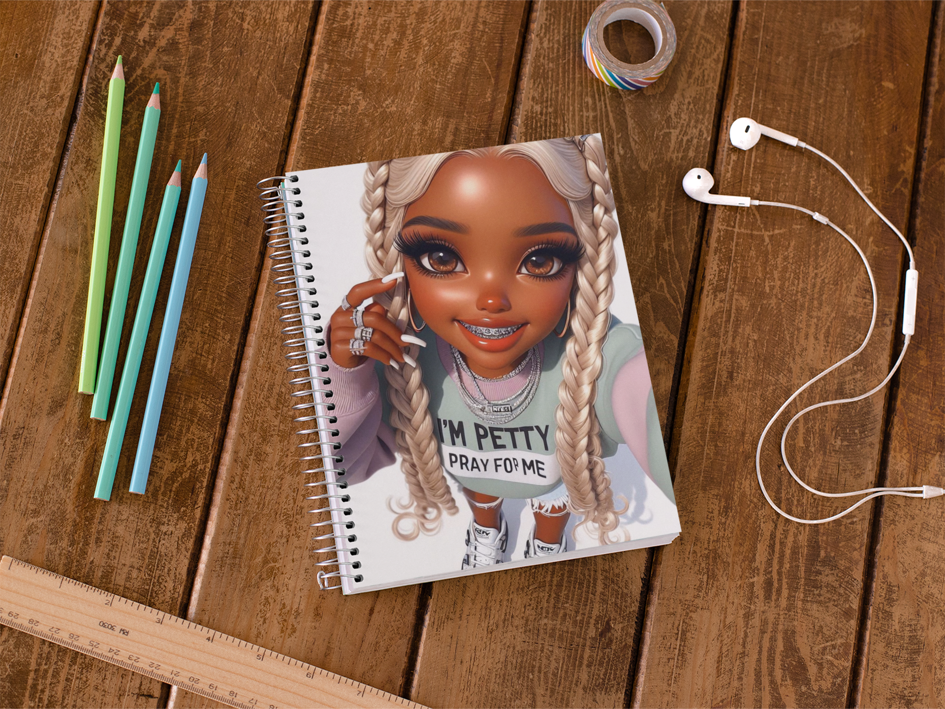 I’m Petty” Pastel Chibi Clipart for Journals, Tumbers, Cups,