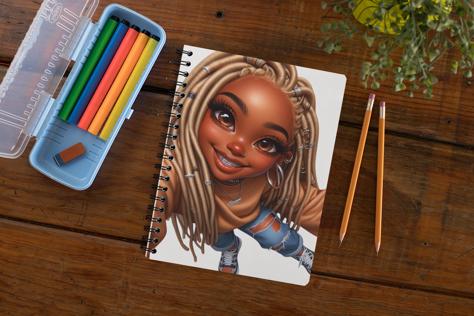 Joyful Chibi Girl Clipart for Journals, Tumblers