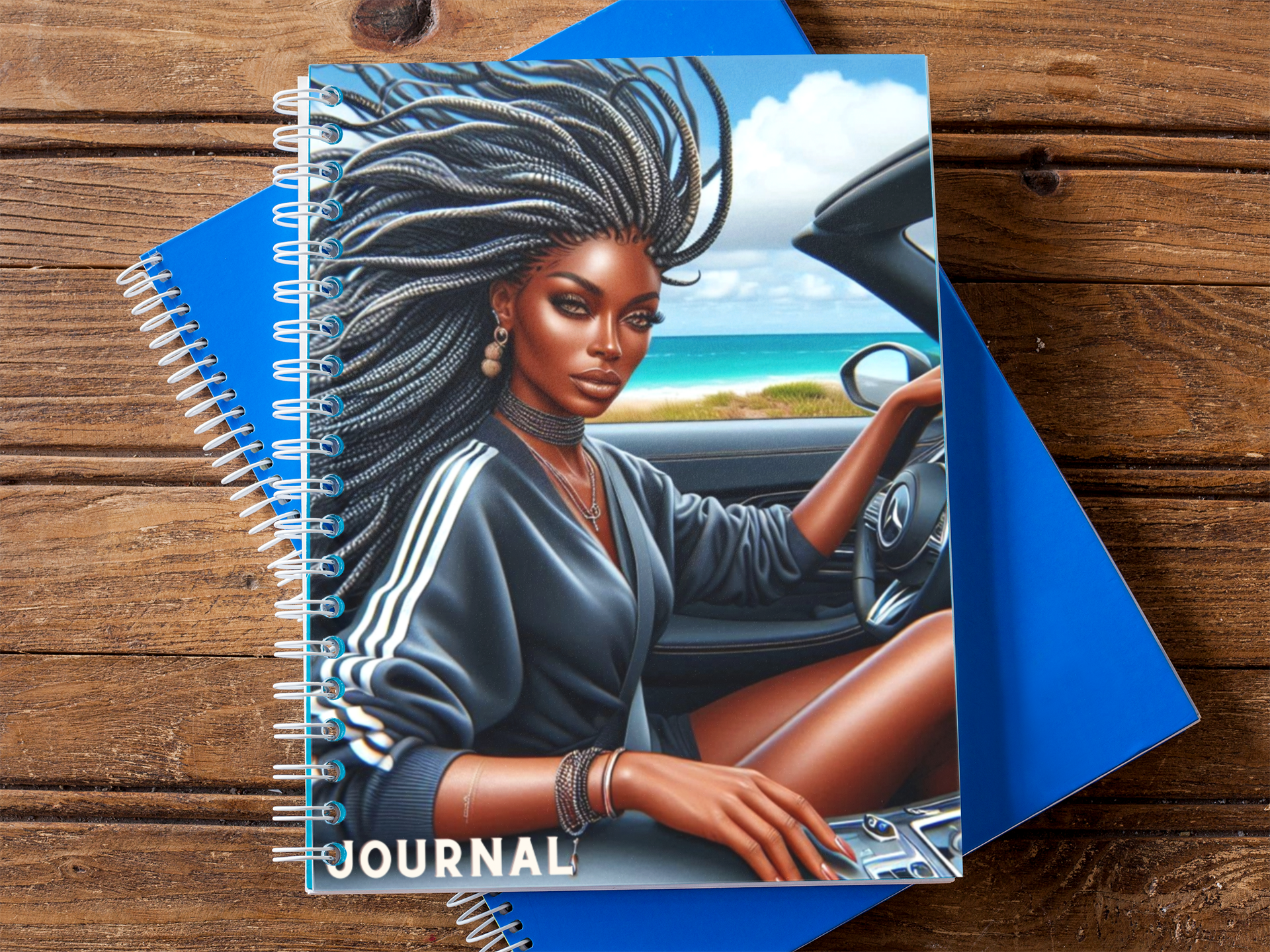 Coastal Vibes: Bold & Beautiful African American Woman in Motion Journal Cover